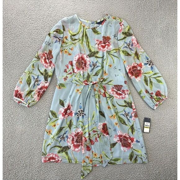 RACHEL Rachel Roy Dresses & Skirts - Rachel Roy Dress Womens 14 Blue Casual Floral Semi Sheer Spring NWT